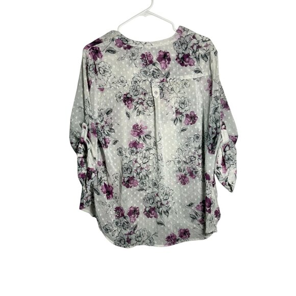 Torrid Womens Floral Sheer Blouse With 3/4 Sleeves & Polka Dot Detail - Size 2X - Picture 3 of 7